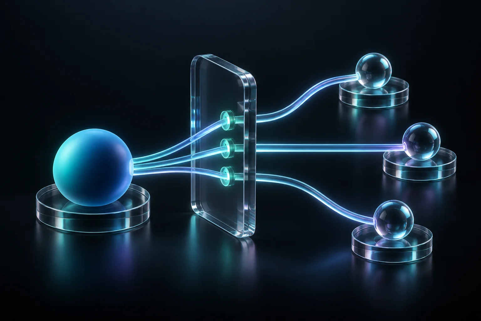 An agent’s connections pass through individual glass checkpoints